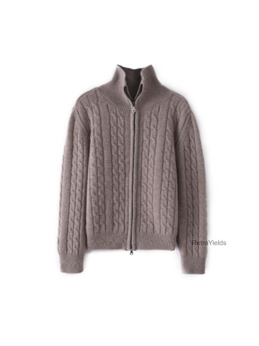 Cashmere Wool Blend Zip-Up Twist Pattern Cardigan Sweater